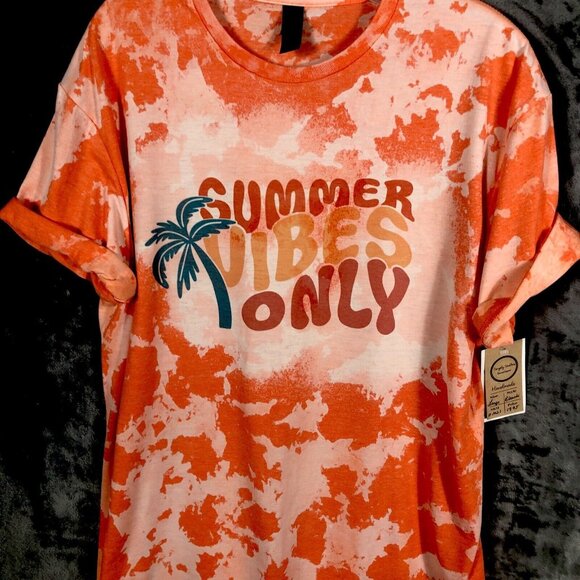 Womens Summer Vibes Short Sleeve Shirt Summer Graphic Tee Trendy Beach Shirt - Picture 2 of 9